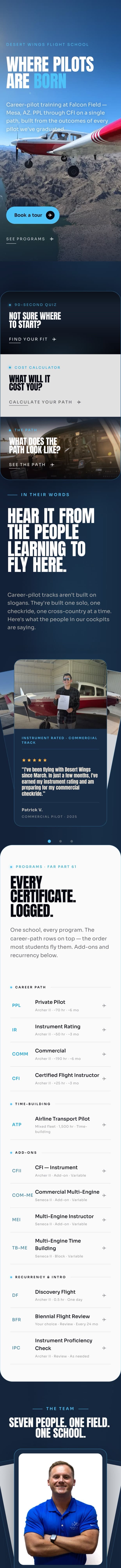 Scrolling through the Desert Wings site we designed and built